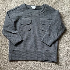 LACOSTE sweater size 40 gray waffle with two front pockets crew neck